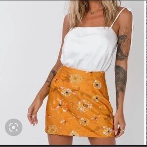 Princess Polly Orange Floral Mini Skirt